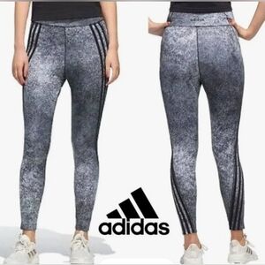 New Womens Adidas Grey & Black Sports Athletic Leggings High Waist Sz XL